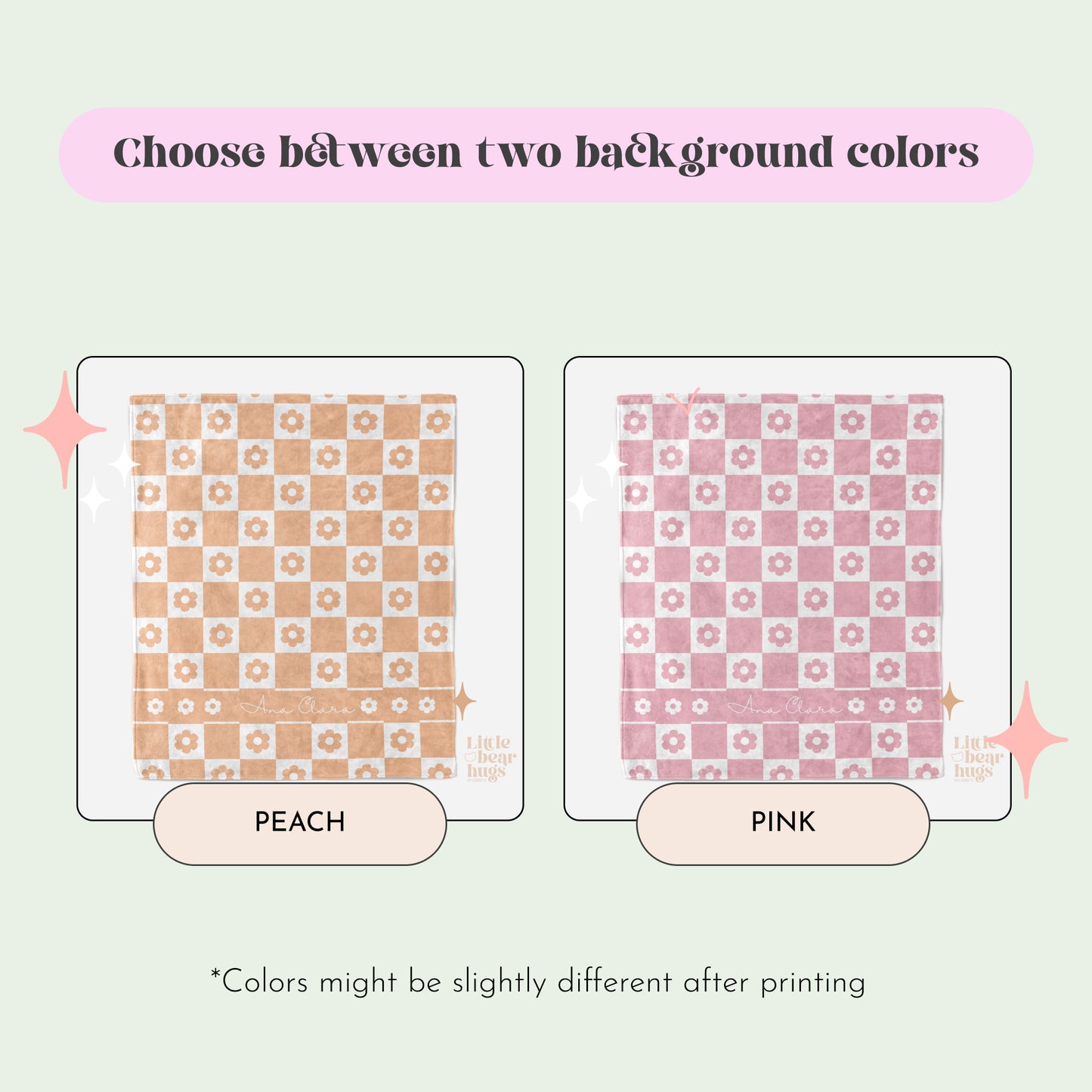 Checkered Flower Personalized Blanket