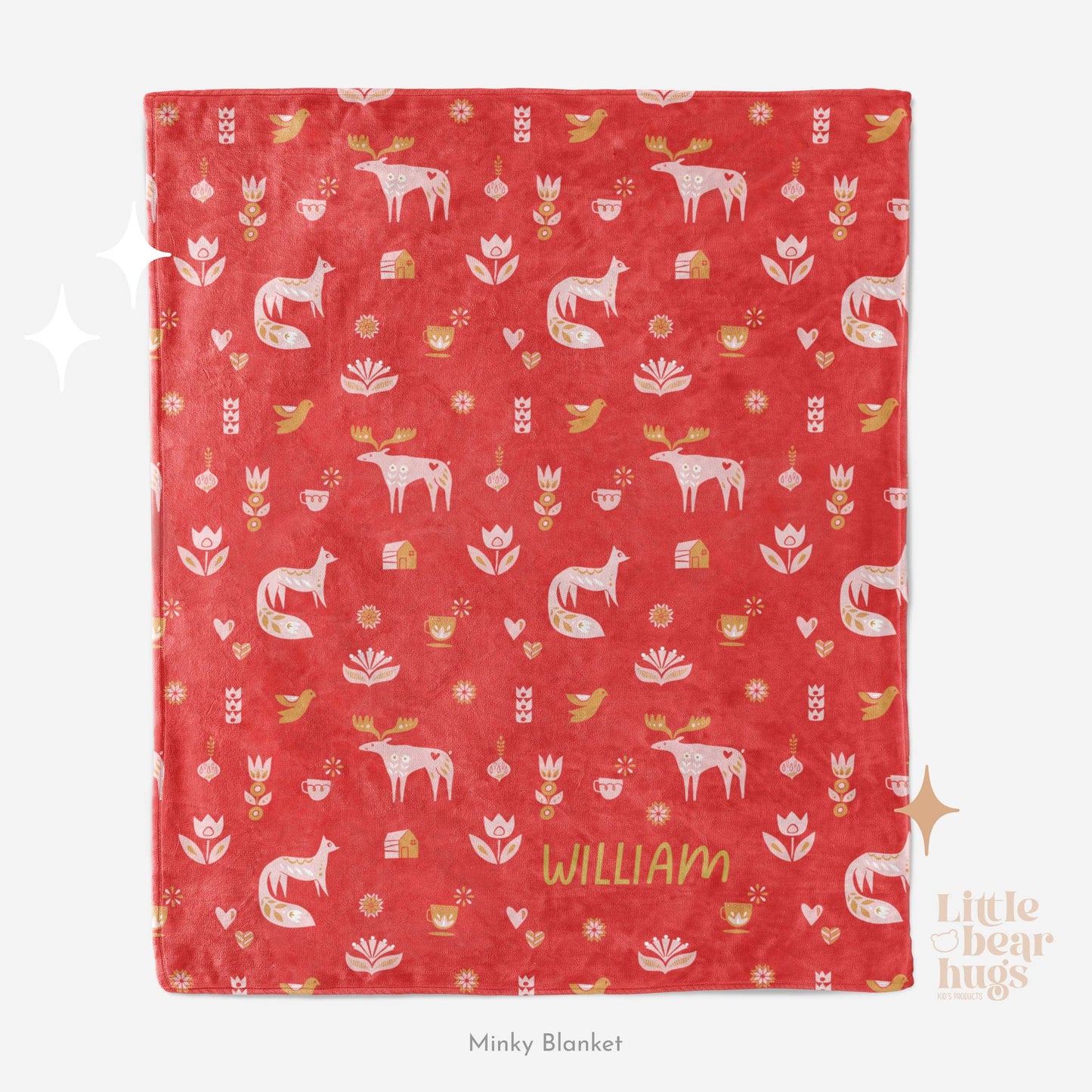 Scandinavian Personalized Blanket in Red