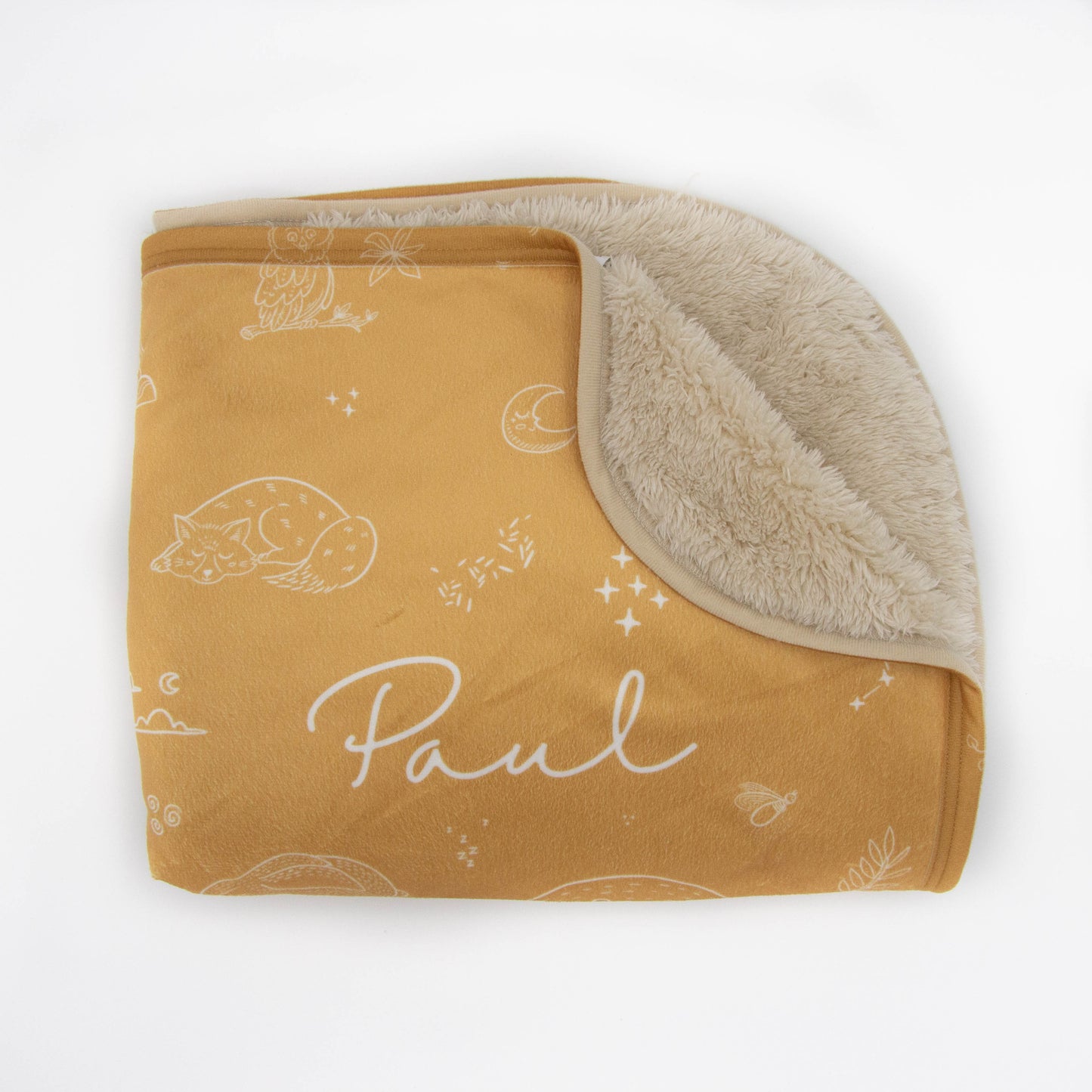 Gold Sleepy Animals Personalized Blanket