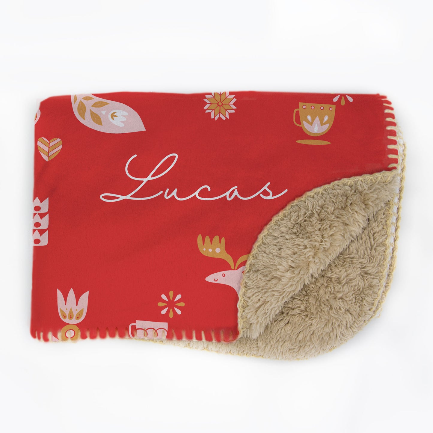 Scandinavian Personalized Blanket in Red