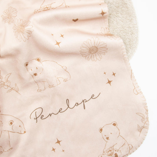 Mama bear & Cubs Personalized Blanket