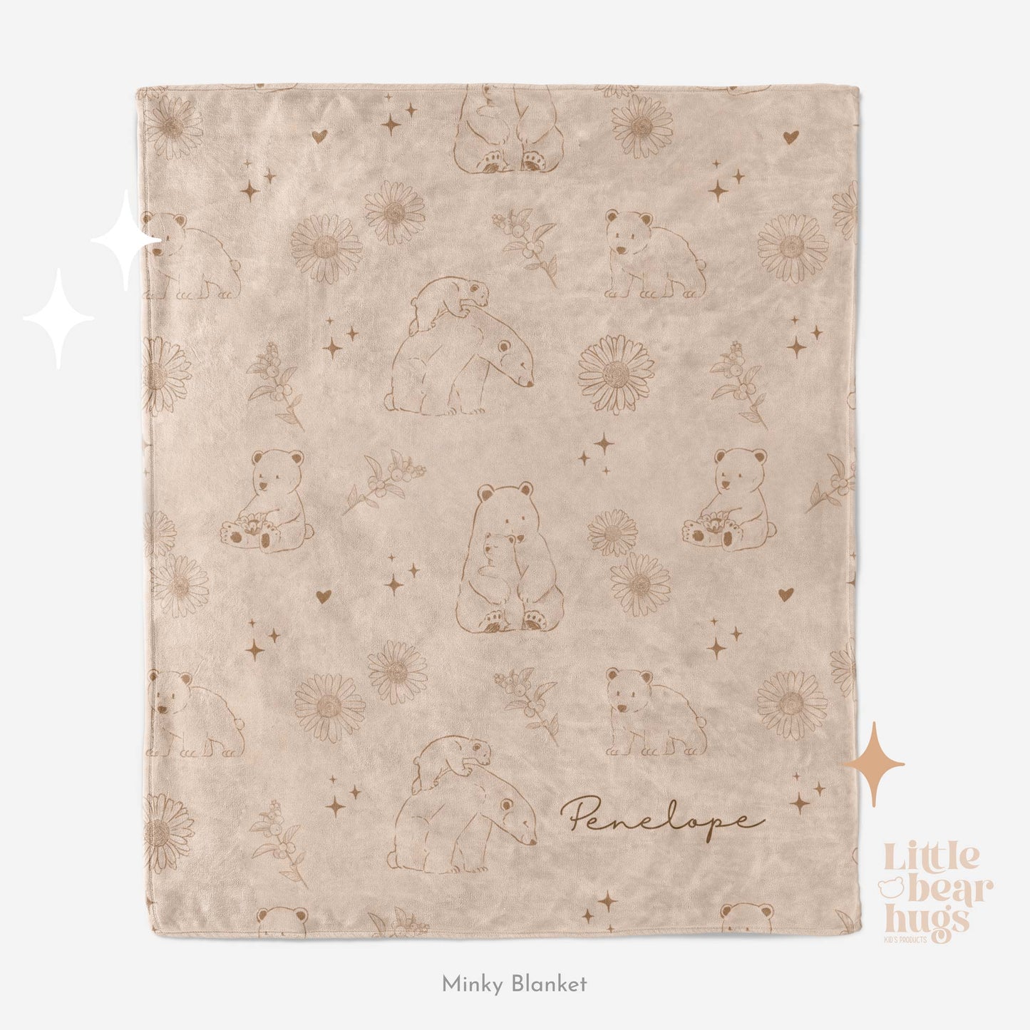 Mama bear & Cubs Personalized Blanket