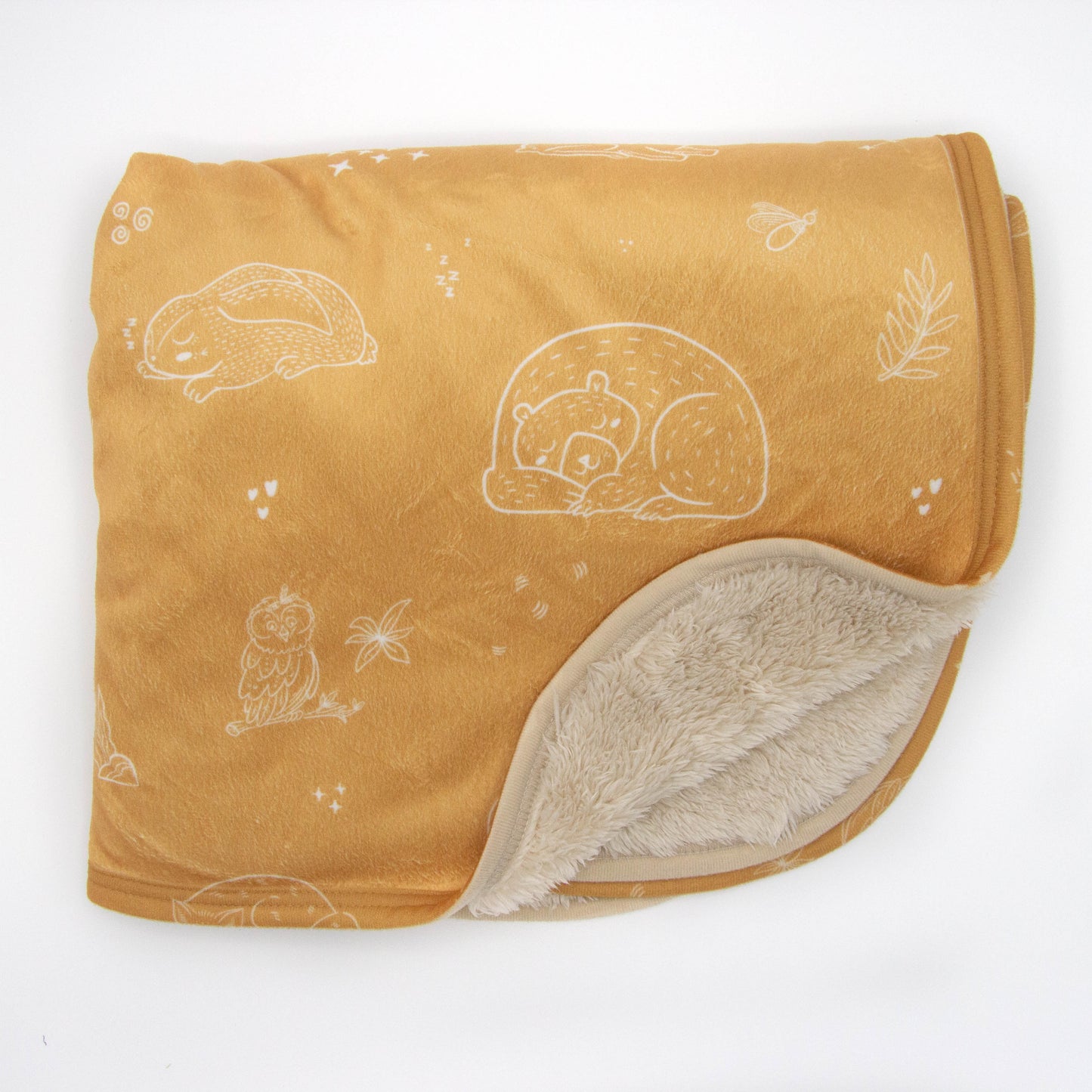 Gold Sleepy Animals Personalized Blanket