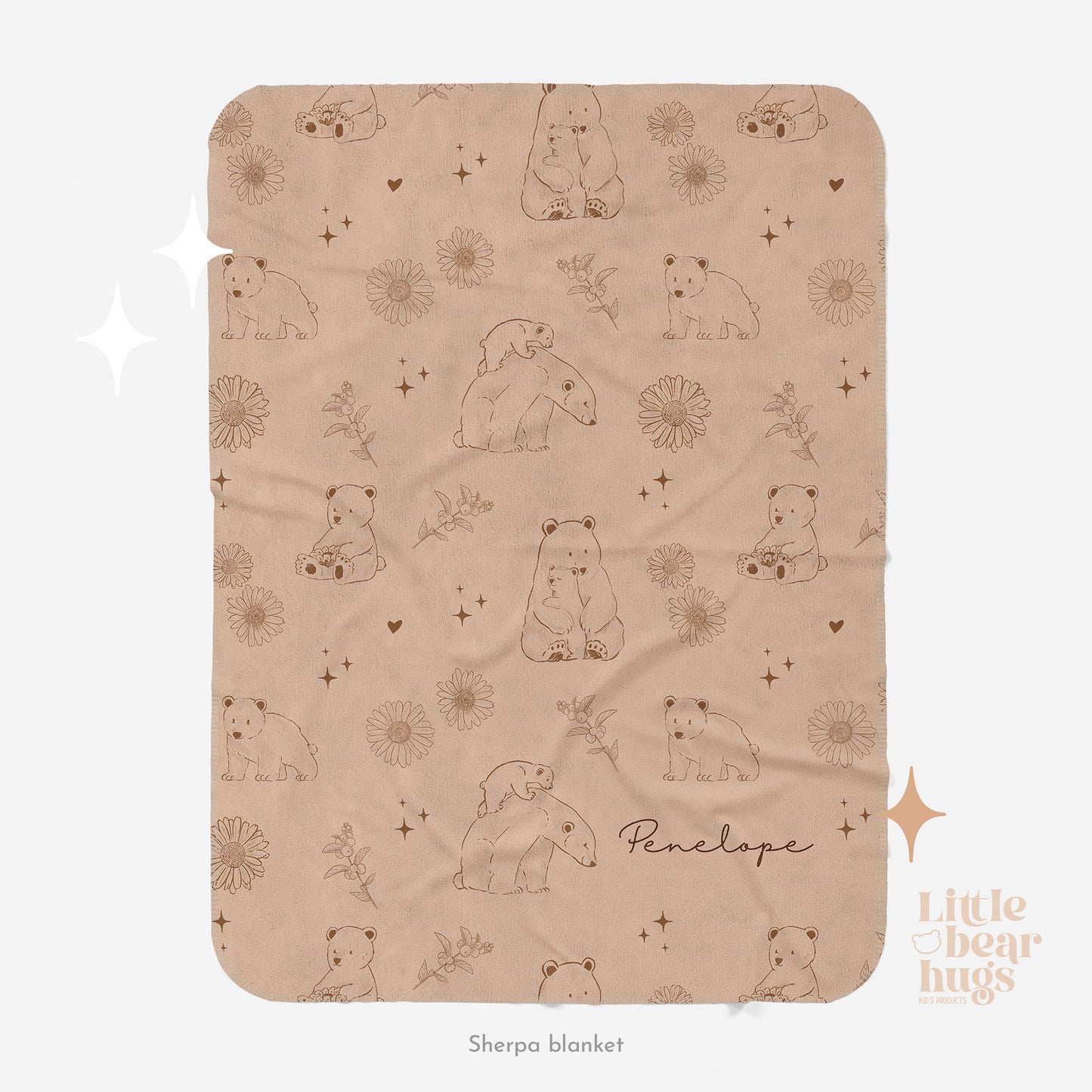 Mama bear & Cubs Personalized Blanket