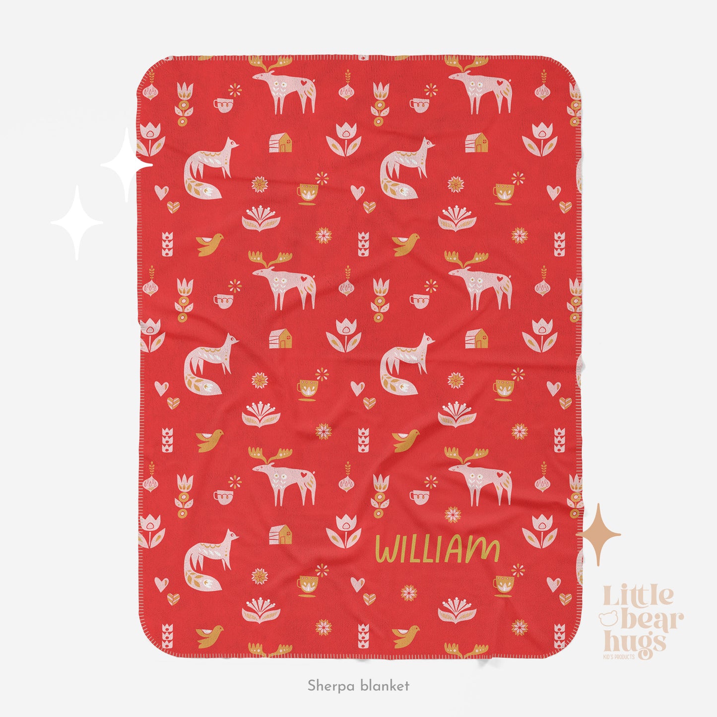Scandinavian Personalized Blanket in Red