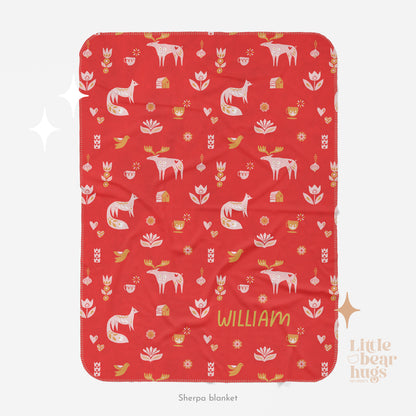 Scandinavian Personalized Blanket in Red